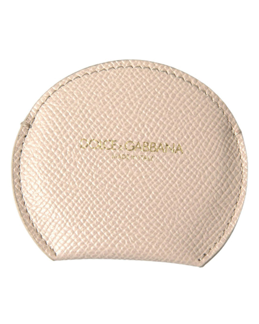 dolce-gabbana-womens-beige-calfskin-leather-round-logo-hand-mirror-holder-one-size