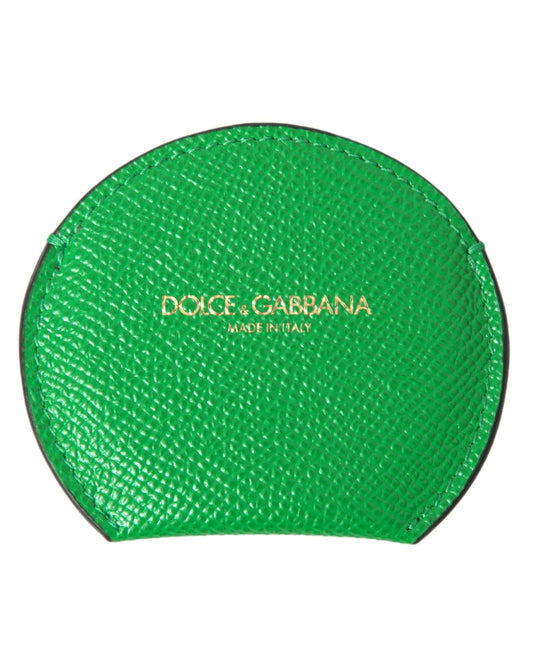 dolce-gabbana-womens-green-calfskin-leather-round-logo-hand-mirror-holder-one-size