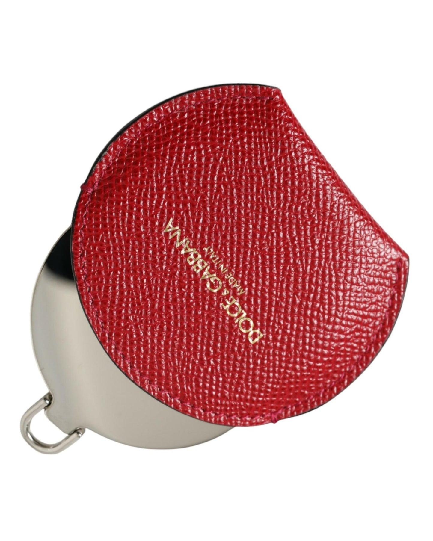 dolce-gabbana-womens-red-calfskin-leather-round-logo-hand-mirror-holder-one-size