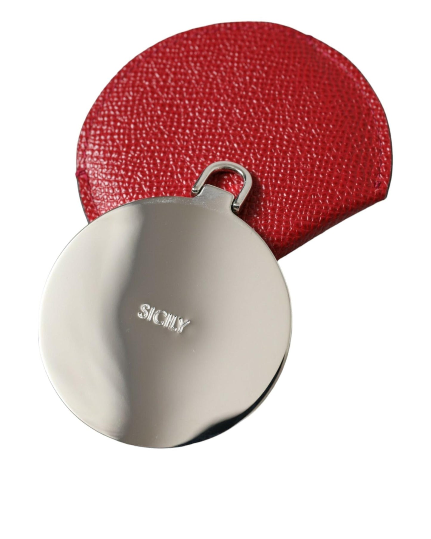 dolce-gabbana-womens-red-calfskin-leather-round-logo-hand-mirror-holder-one-size