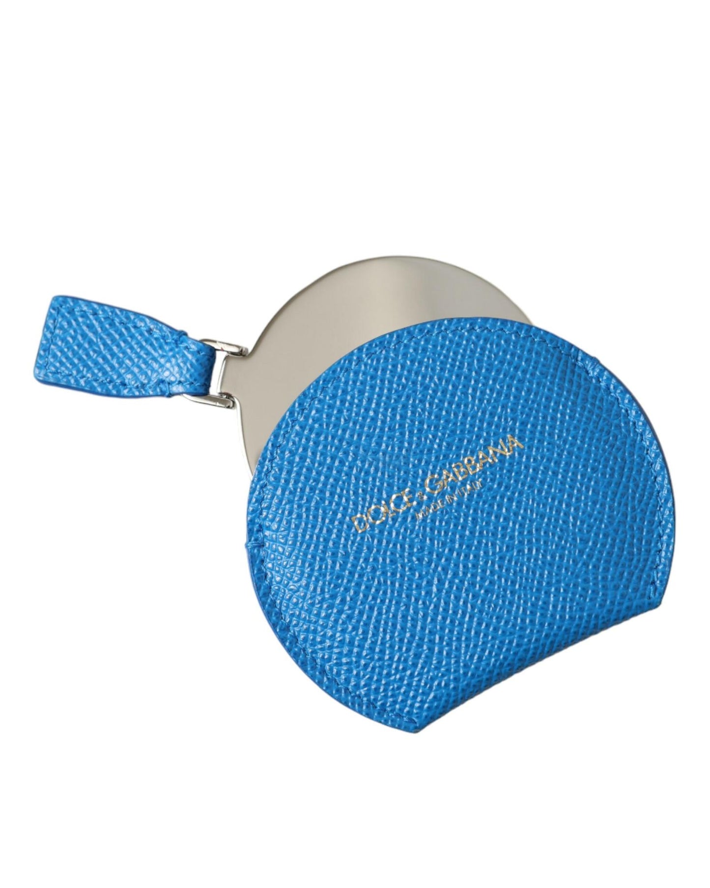 dolce-gabbana-womens-blue-calfskin-leather-round-logo-hand-mirror-holder-one-size