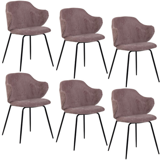 set of 2 dining chairs with corduroy cord fabric in pink