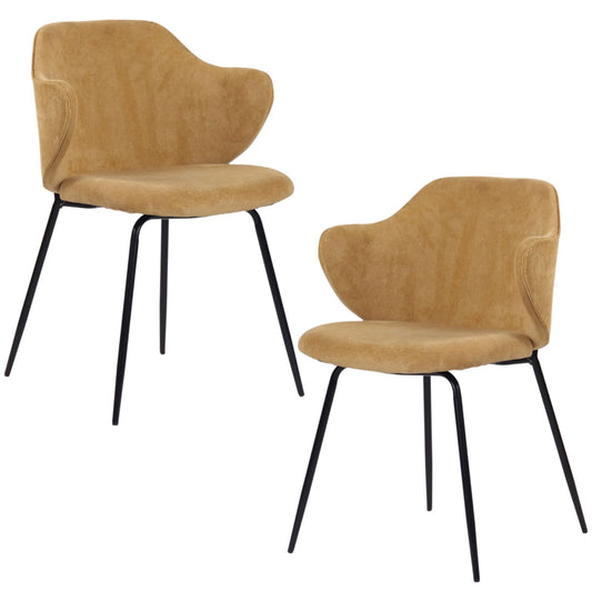 set-of-2-dining-chairs-corduroy-cord-fabric-with-metal-legs-in-mustard-yellow
