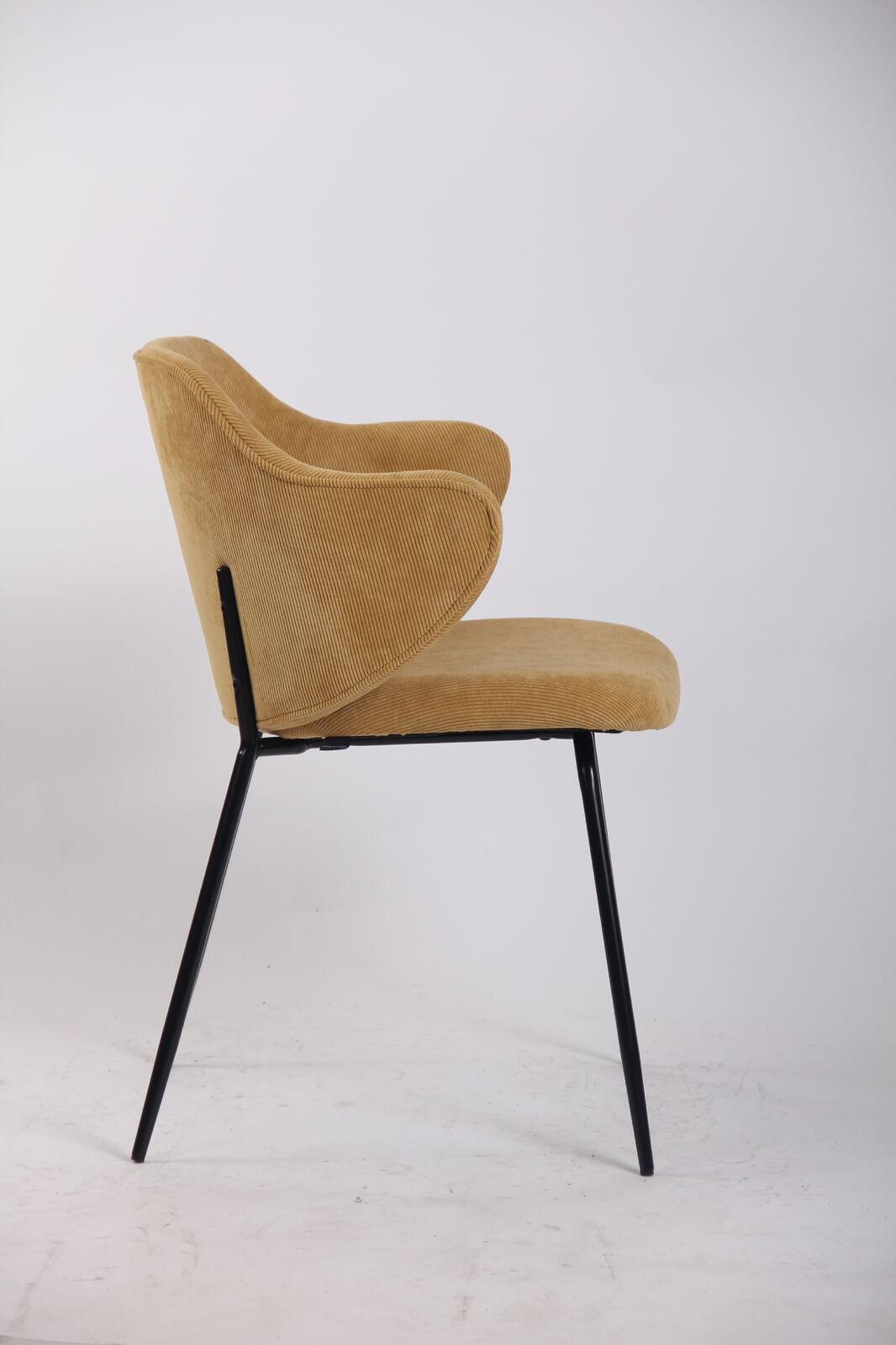 set-of-2-dining-chairs-corduroy-cord-fabric-with-metal-legs-in-mustard-yellow