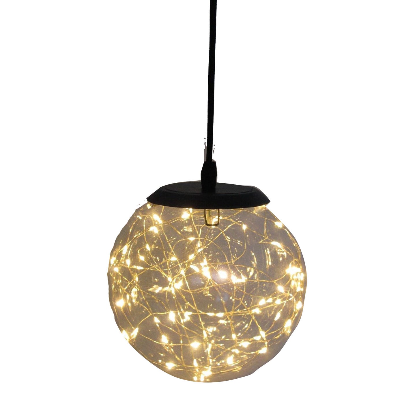 Glass LED Lighting Pendant Light w/ Timer Hanging Lantern Lamp - Round