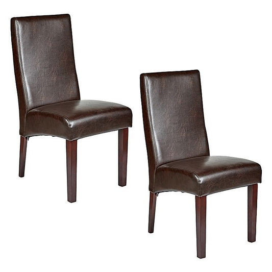 set-of-2-rome-leather-brown-dining-chairs-durable-seat-wood-kitchen-cafe at www.mallsonline.com.au