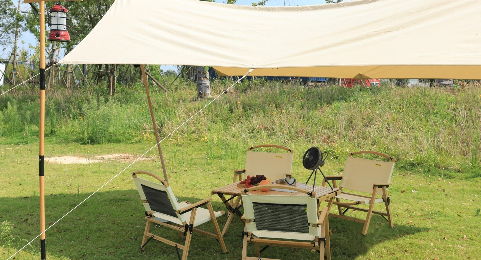 6 Chairs & 1 Table Set Bamboo Camping Folding Portable Outdoor Picnic Travel BBQ