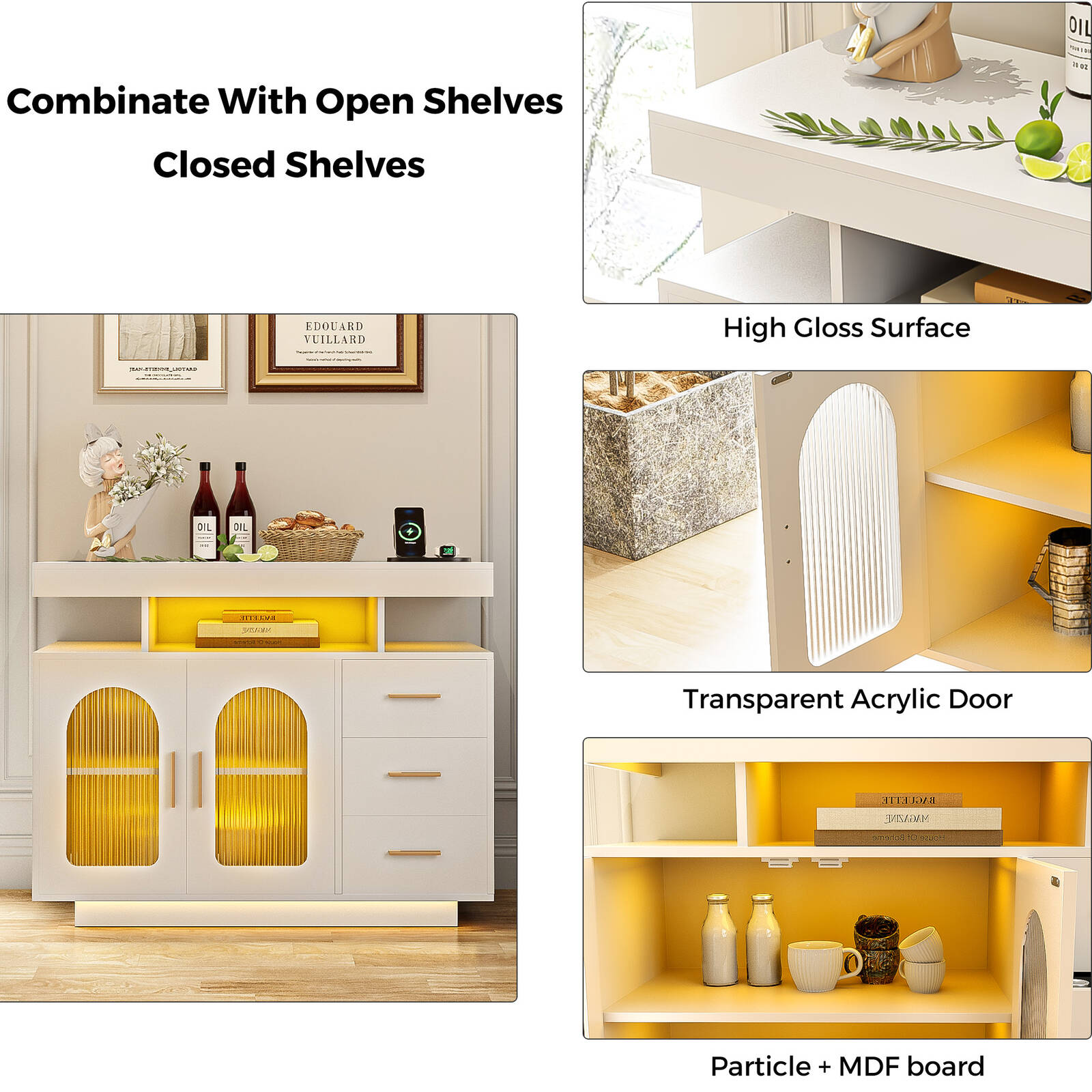 buffet-sideboard-cabinet-with-rgb-led-light-and-charging-station-console-coffee-bar-white www.mallsonline.com.au