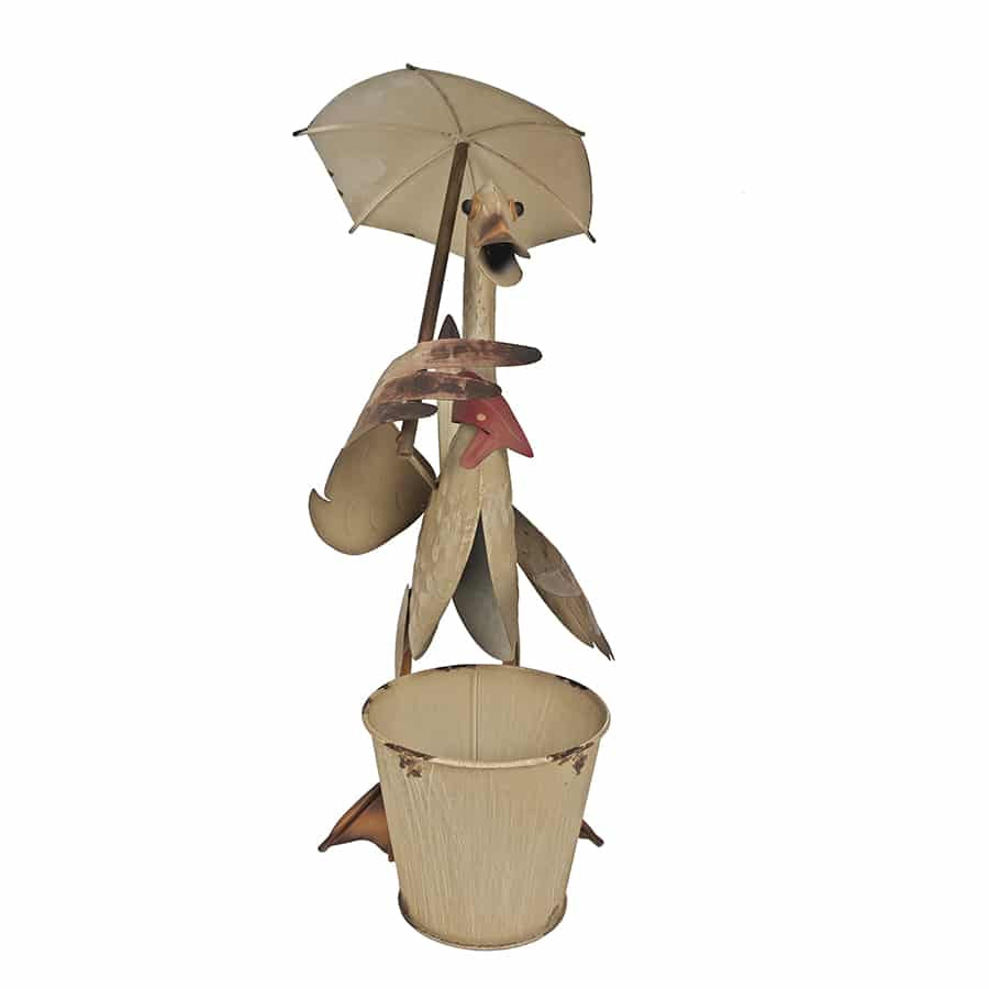 Standing Duck w Umbrella + Pot Planter 46cm
