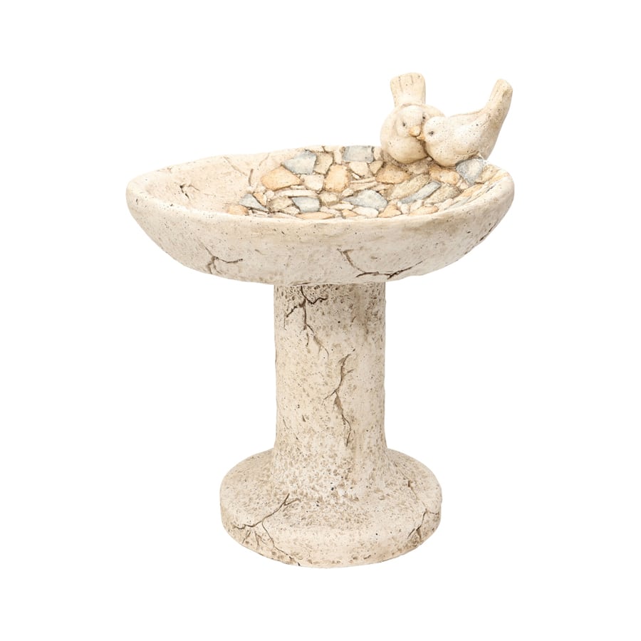 Stony Birdbath On Pillar 45cm
