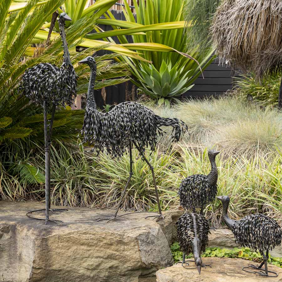 Set 3 Emu Chicks Garden Statues Assorted 28x46cm