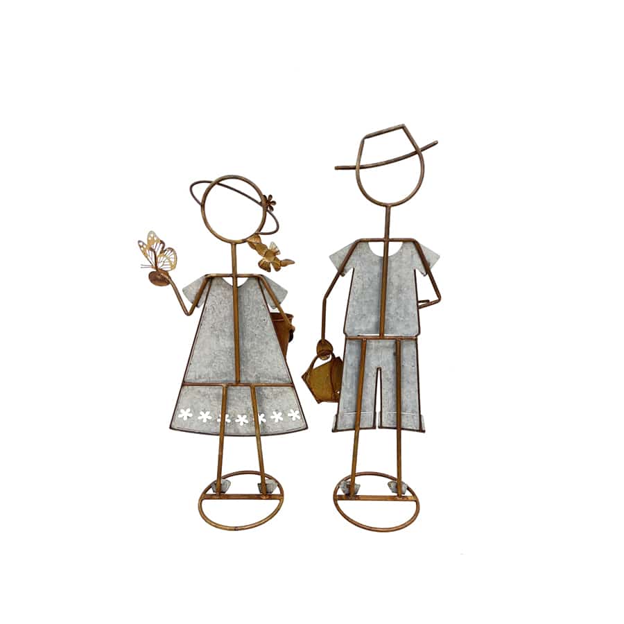 Set 2 Farm Kids - Girl W Pot Planter Assorted 30x80cm