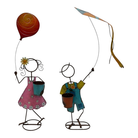 Set 2 Asst Colourful Playing Kids Planters 63cm