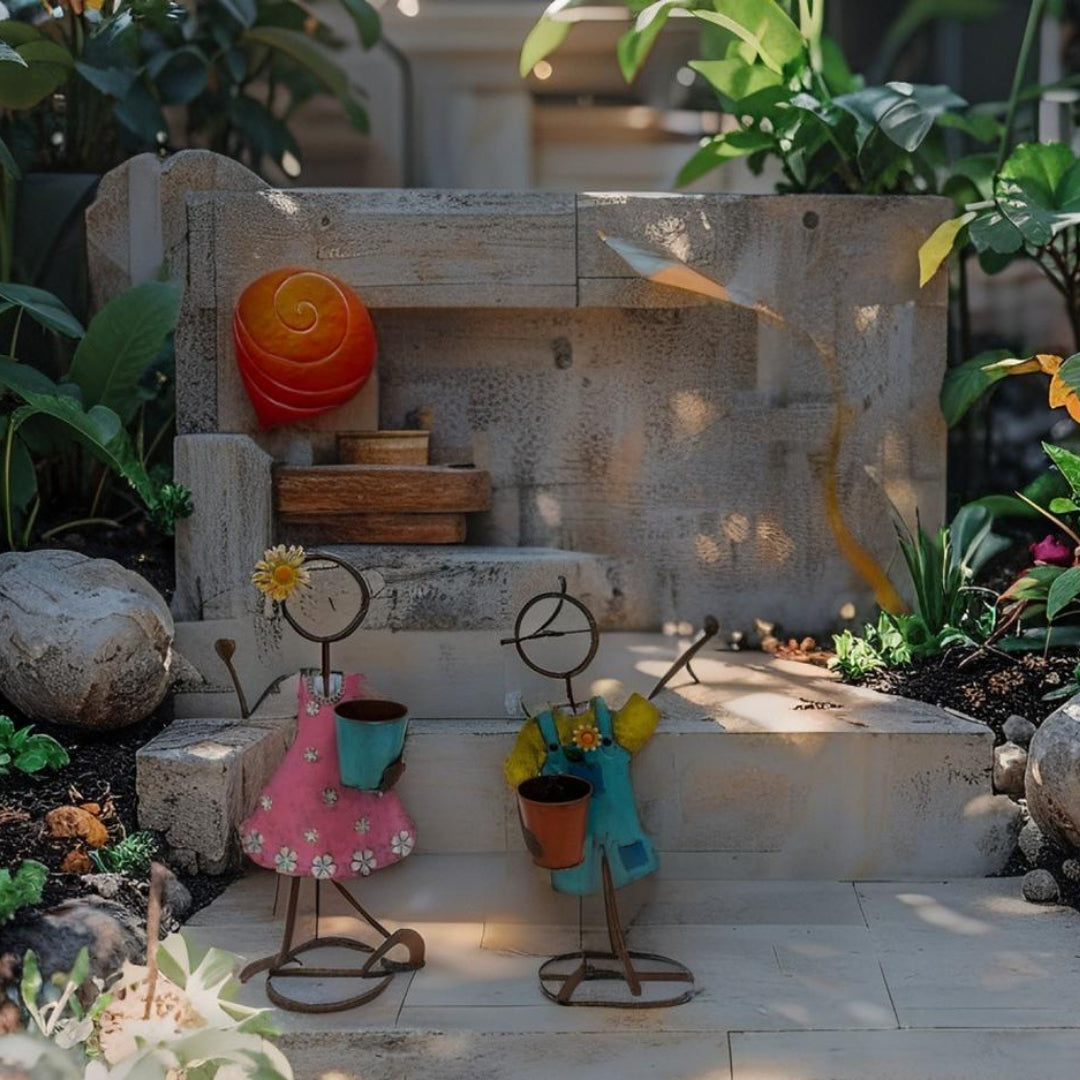 Set 2 Asst Colourful Playing Kids Planters 63cm