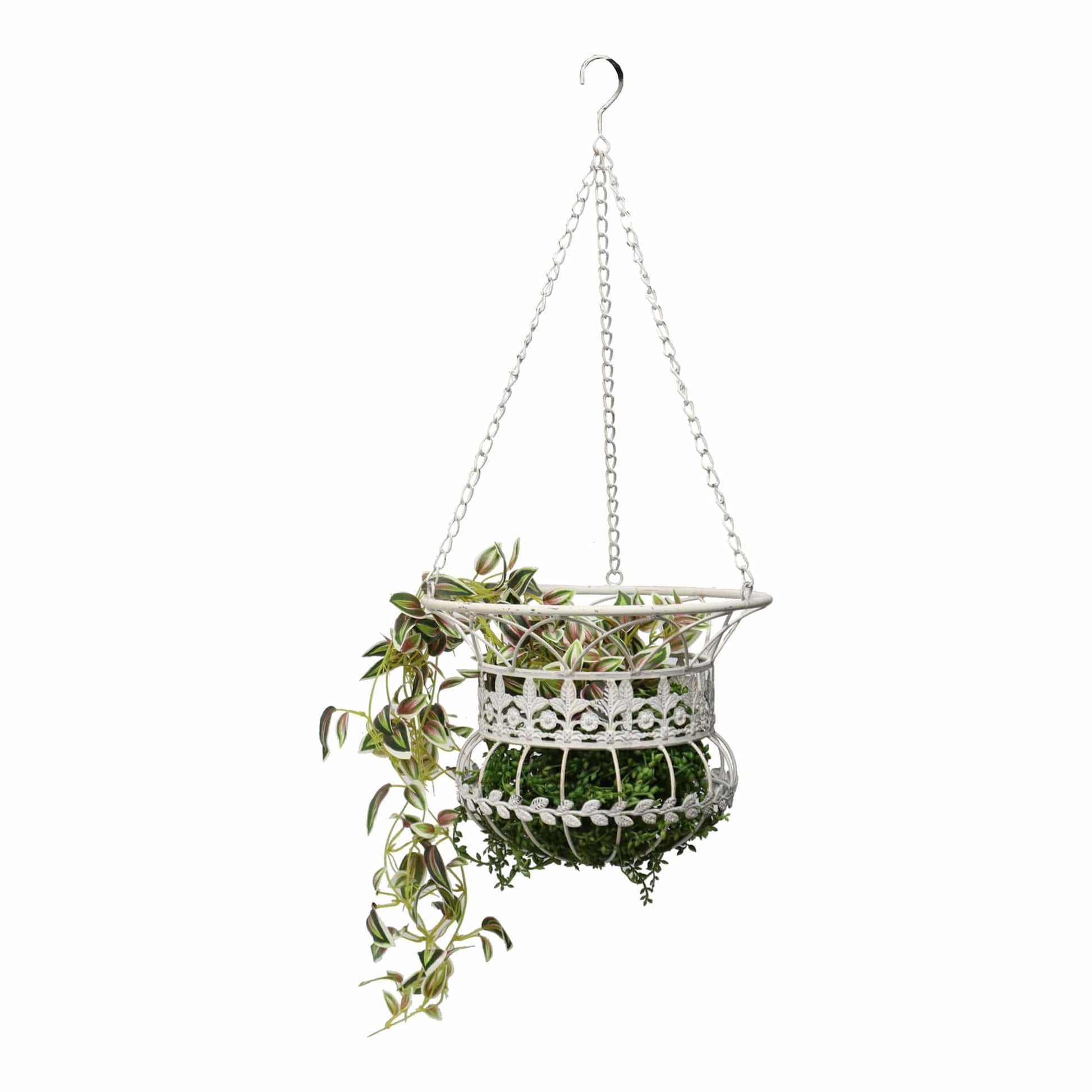 Set 2 Nested Antique White Hanging Baskets 36x77cm