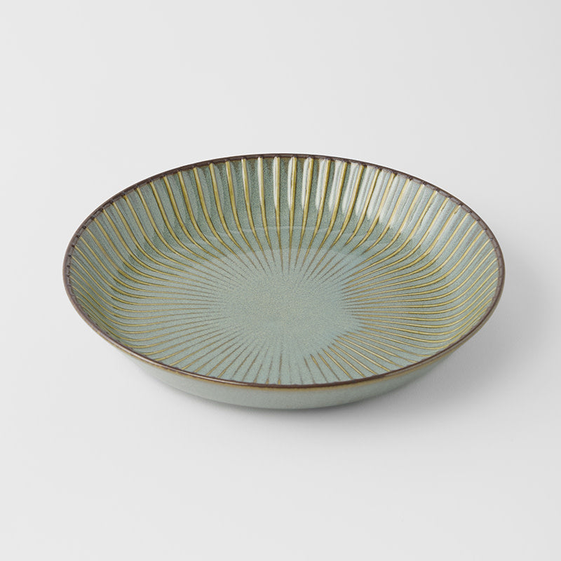 Plate High Rim 22.5cm Green Sendan Glaze