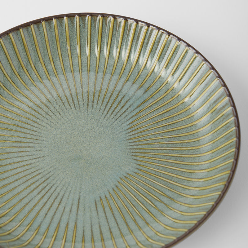 Plate High Rim 22.5cm Green Sendan Glaze