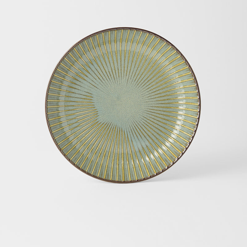 Plate High Rim 22.5cm Green Sendan Glaze