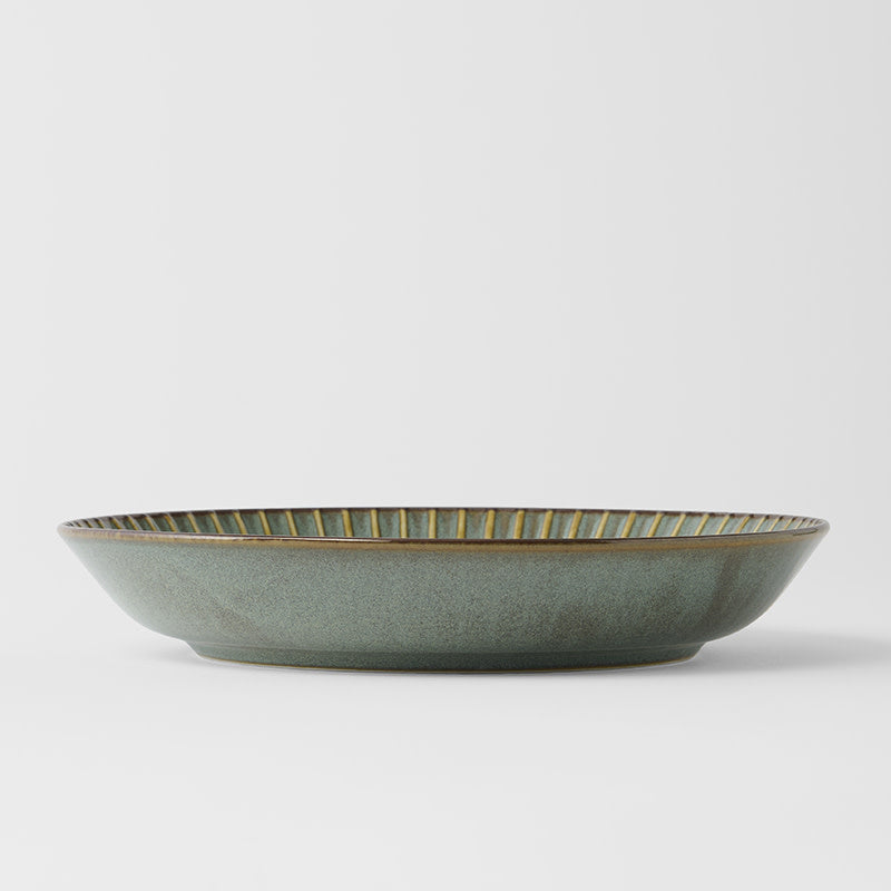 Plate High Rim 22.5cm Green Sendan Glaze