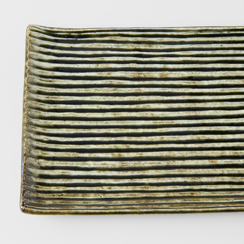 Sushi Plate 24cm Green Contour Glaze