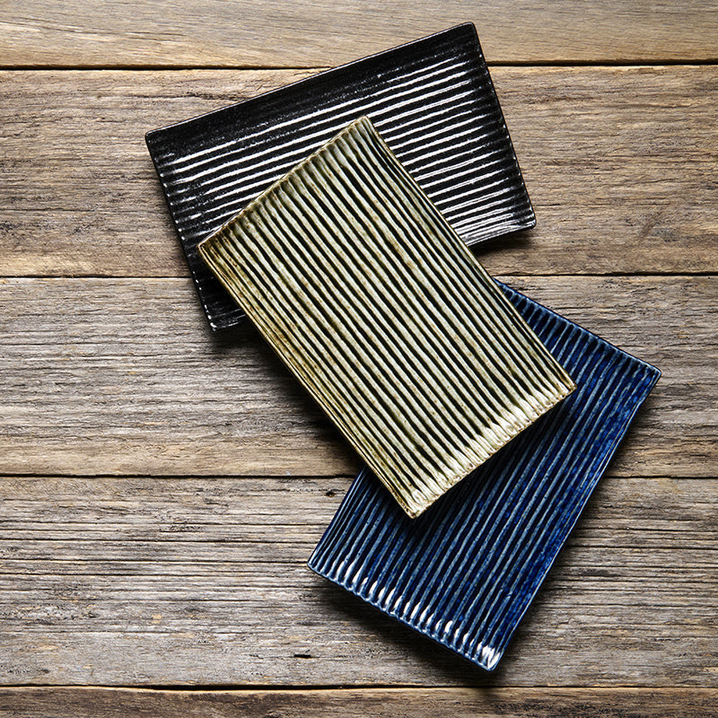 Sushi Plate 24cm Green Contour Glaze