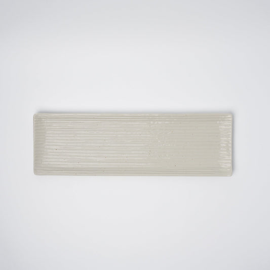 Sashimi Plate 33.2cm White Contour Glaze