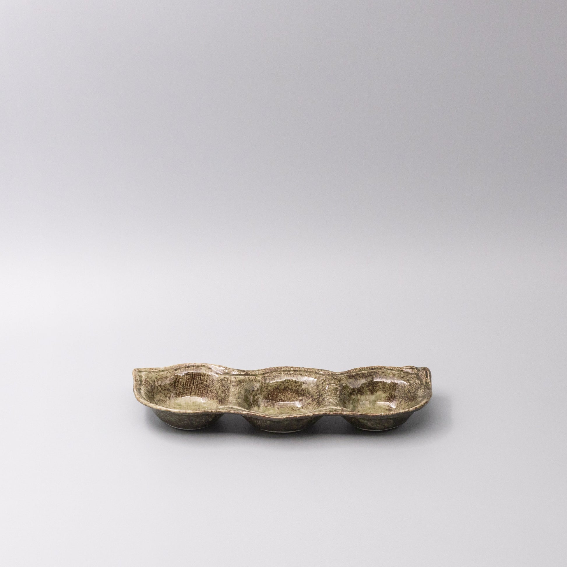 Edamame Triple Pod Dish Green Glaze