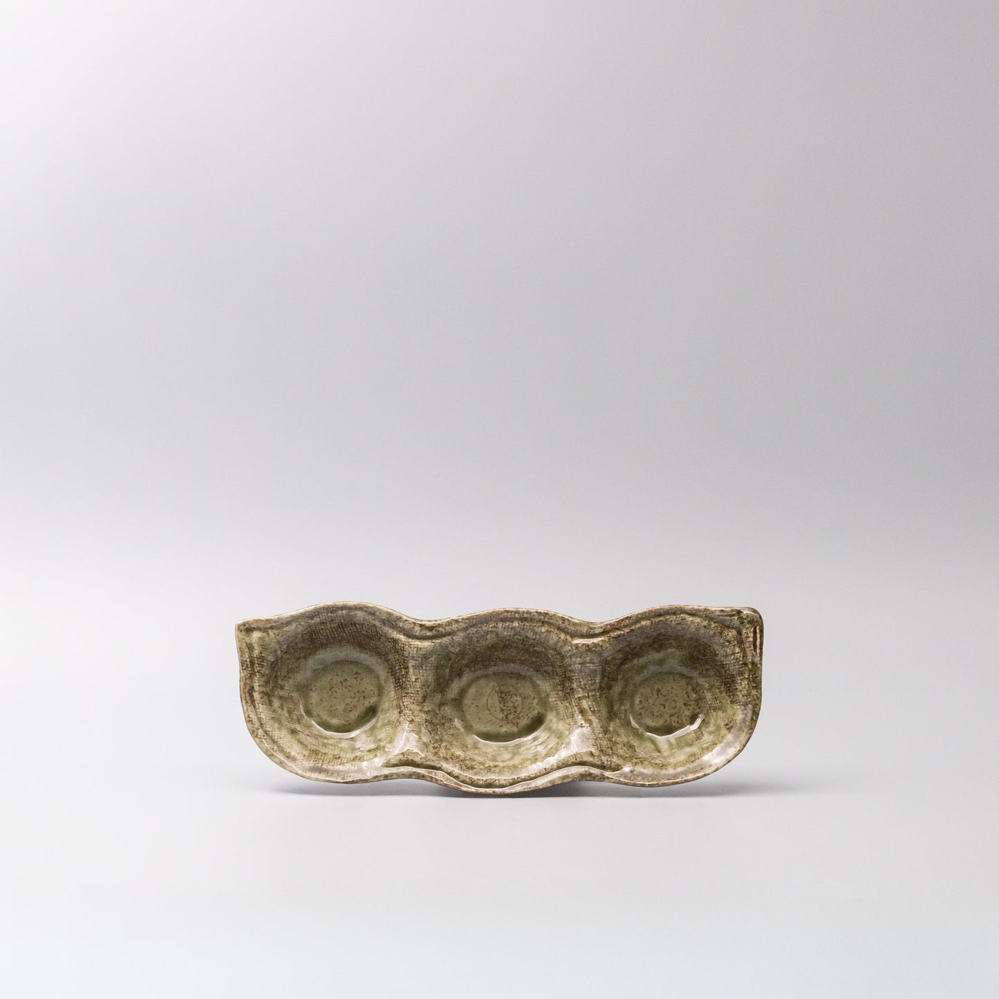 Edamame Triple Pod Dish Green Glaze