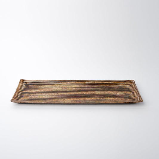 Sashimi Plate 33.2cm Amber Contour Glaze