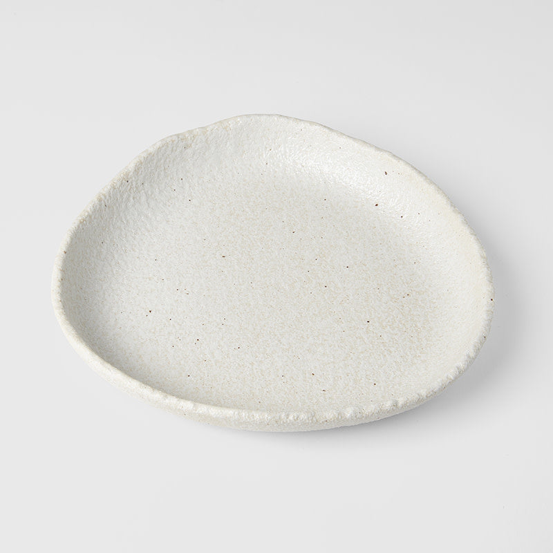 Onigiri Shaped Plate 25cm Shell White Glaze