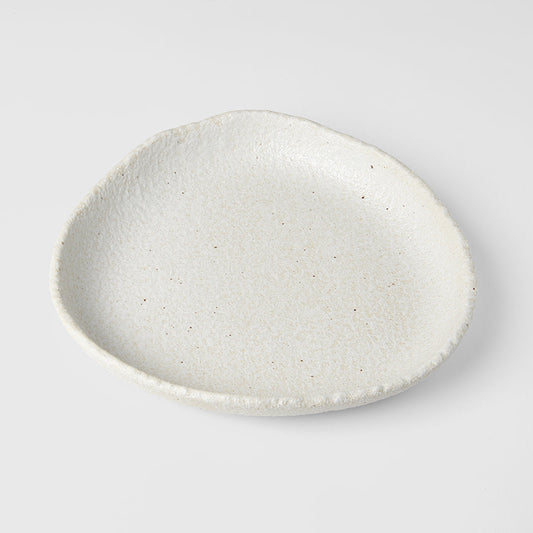 Onigiri Shaped Plate 25cm Shell White Glaze