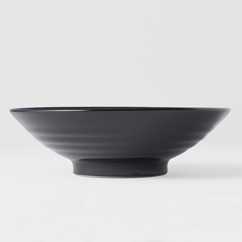 Ramen Bowl 24.5cm Black Wave Glaze