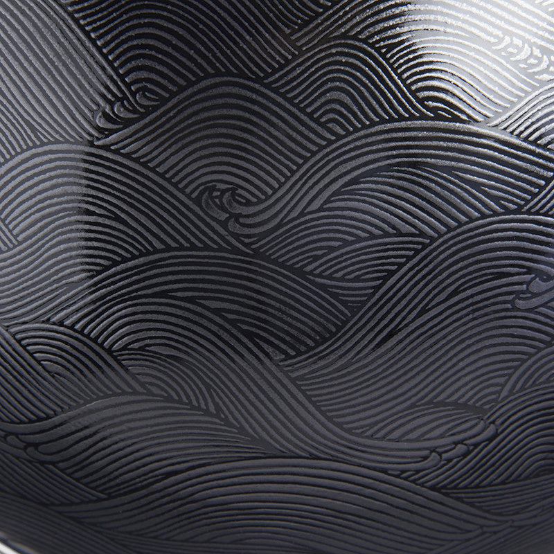Ramen Bowl 24.5cm Black Wave Glaze
