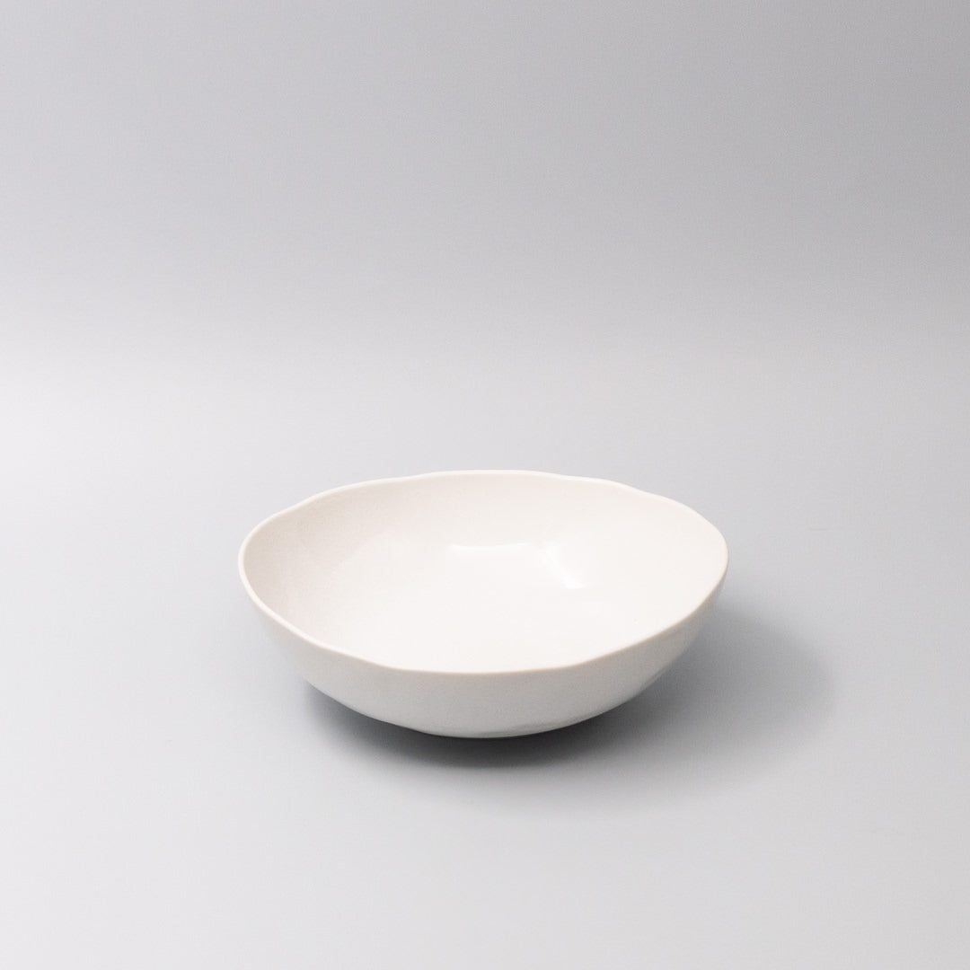 Bowl Oval 20cm Parchment White Glaze
