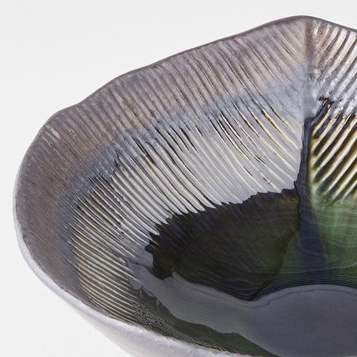 Bowl Leaf Shaped 24cm Midori Green Glaze