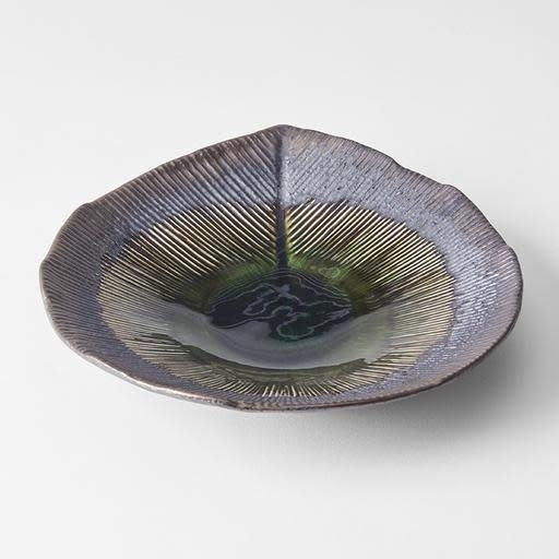 Bowl Shallow Leaf Shape 25cm Midori Glaze