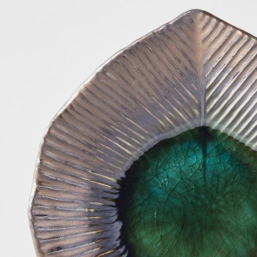 Plate Leaf Shape 16cm Midori Green Glaze