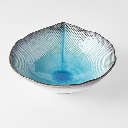 Bowl Leaf Shape 24cm Sky Blue Glaze