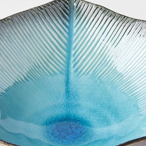 Bowl Leaf Shape 24cm Sky Blue Glaze