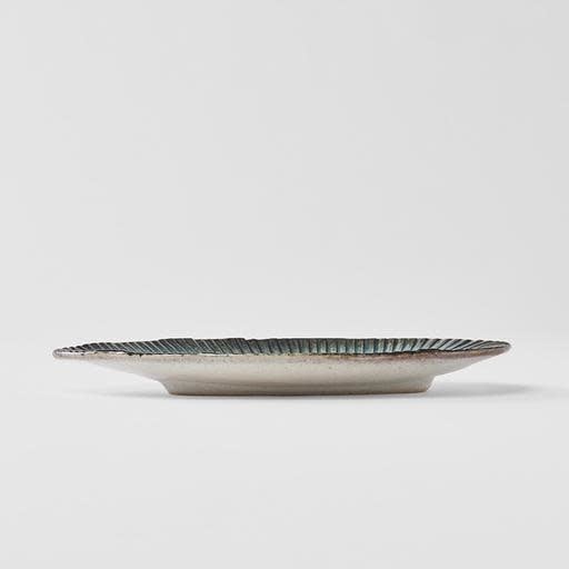 Plate Leaf Shape 21cm Sky Blue Glaze