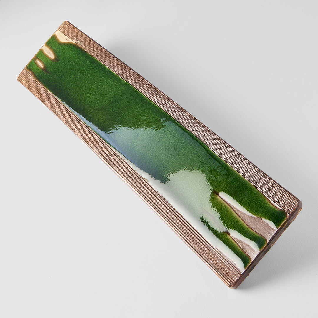 Platter Rectangular 52cm Earth Bright Green Glaze