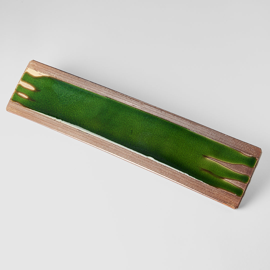 Platter Rectangular 52cm Earth Bright Green Glaze