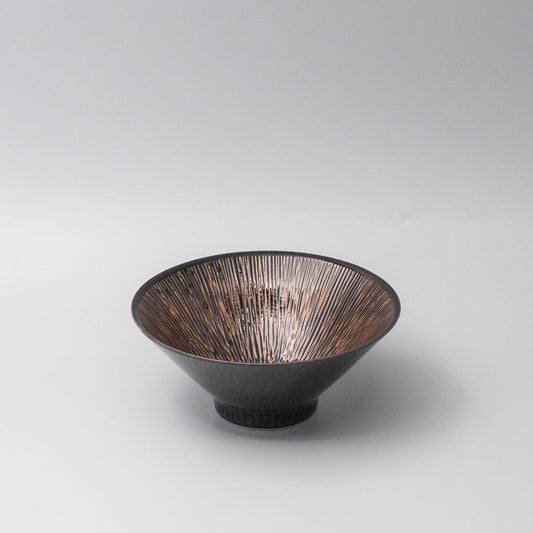 Bowl V shape 19cm Bronze Converging Line Glaze