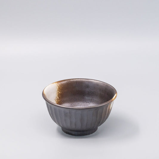 Bowl Deep 18cm Black Ridged Glaze