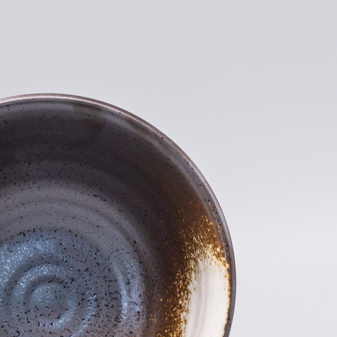Bowl Deep 18cm Black Ridged Glaze