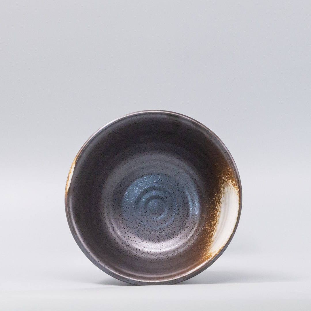 Bowl Deep 18cm Black Ridged Glaze