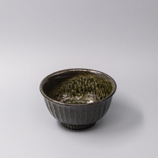 Bowl 18cm Shinogi Moss Black Glaze