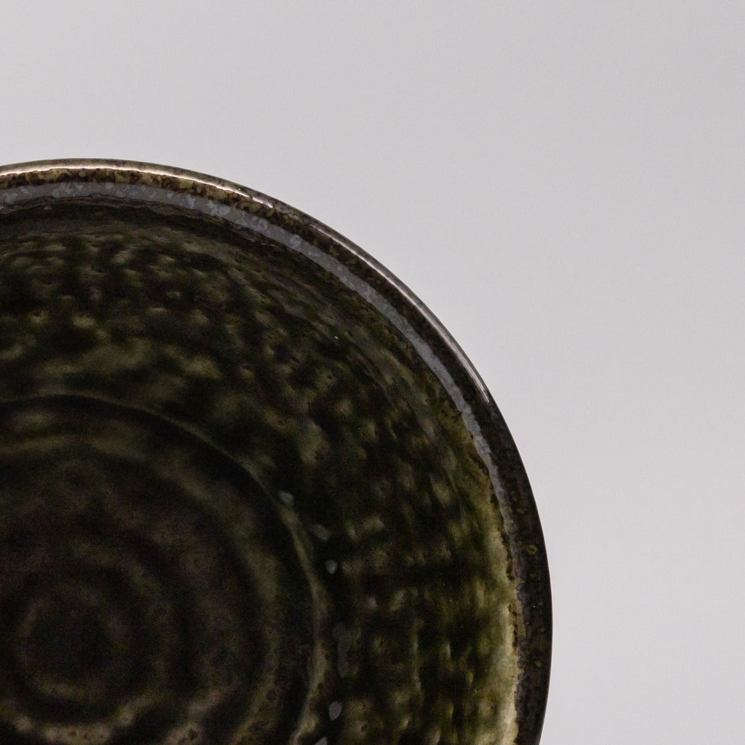 Bowl 18cm Shinogi Moss Black Glaze