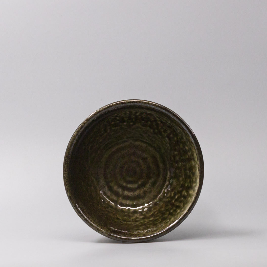Bowl 18cm Shinogi Moss Black Glaze