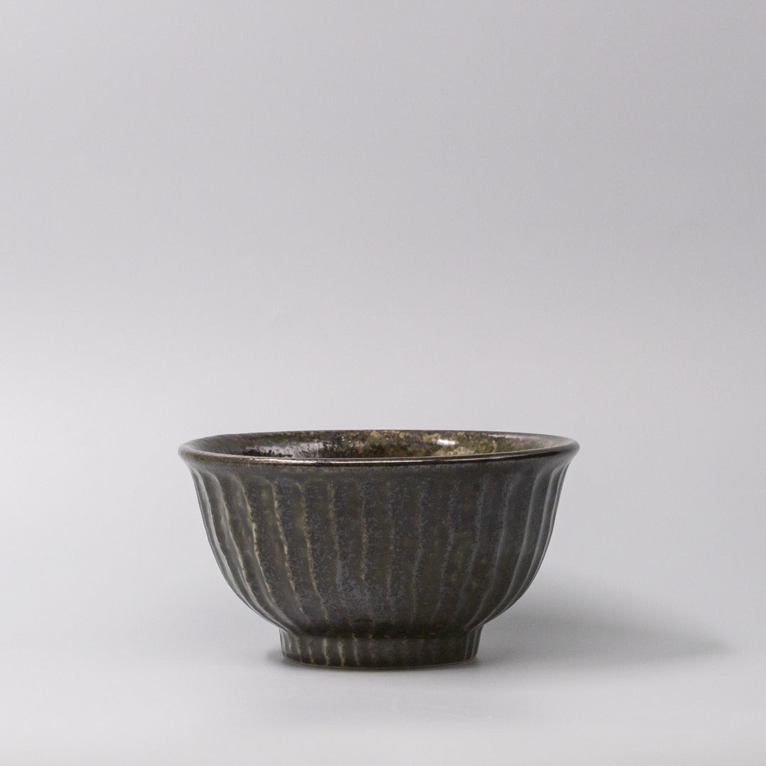 Bowl 18cm Shinogi Moss Black Glaze